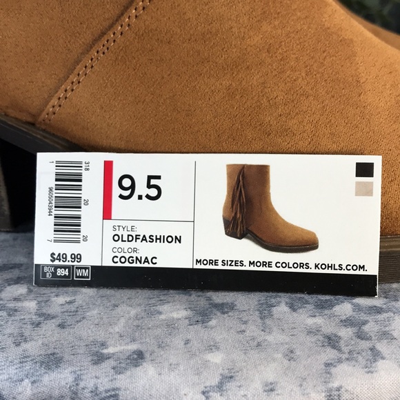 SO Oldfashion Cognac Western Stitch Fringe Zip Boots 2” Heels WMS 9.5M🌟NWT🌟 - Picture 15 of 16